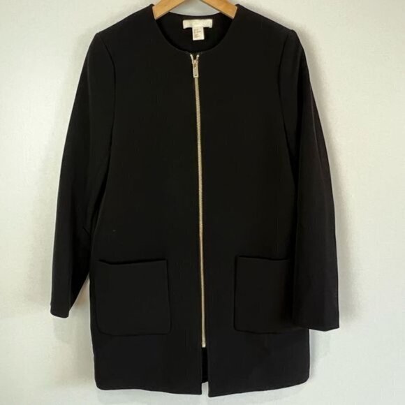 H&M Workwear Women’s Size 6 Black Full Zip Jacket Coat Professional Chic - Picture 8 of 12